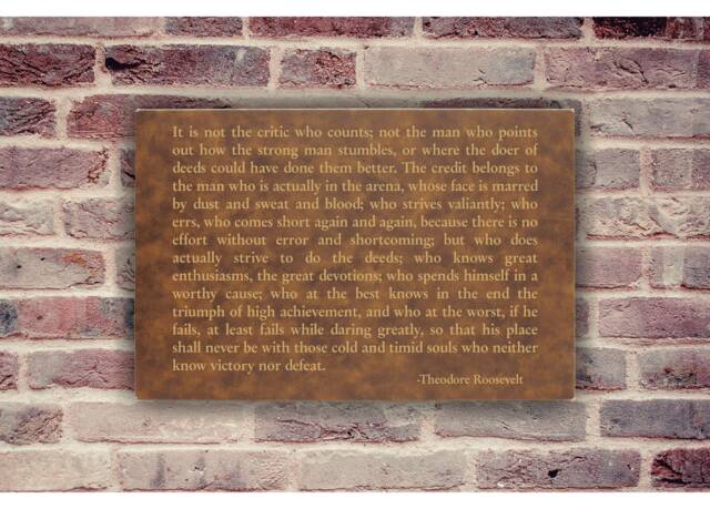 Rustic Inspirational Wall Art Theodore Roosevelt Man in The Arena Speech Decor Laser Engraved Motivational Quote For Office - image 1