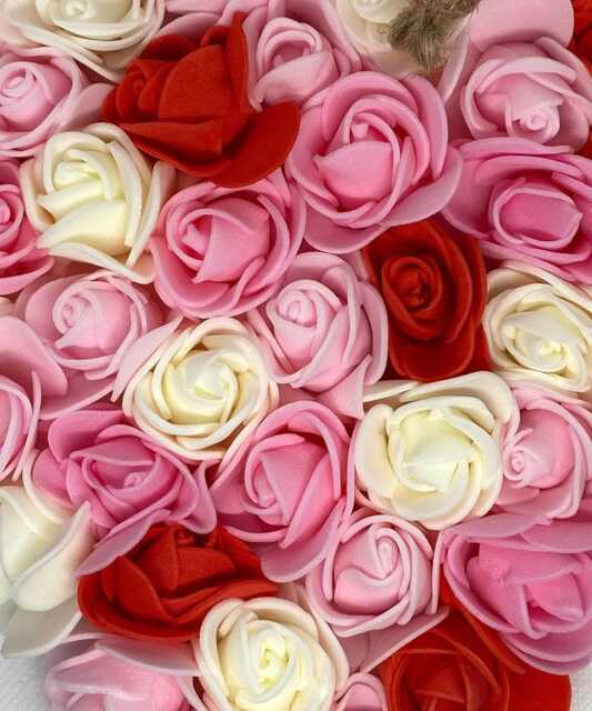 Rose Flower Heart Wall Decor Handmade Valentine's Day Mantelpiece Artwork - image 1