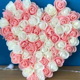 Rose Flower Heart Wall Decor Handmade Valentine's Day Mantelpiece Artwork - thumbnail 2