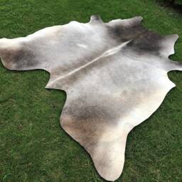 Grey Tricolor Leather Cowhide Rug, & White With Natural Hair On, Large Small Rugs For Living Room & Upholstery - thumbnail 2