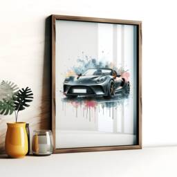 Classic Sports Car Wall Art Set - Of 3 Posters - Watercolour Print Boys Room Decor Bedroom Gifts Sport Poster - thumbnail 3