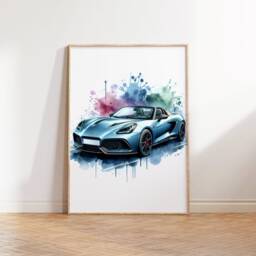 Classic Sports Car Wall Art Set - Of 3 Posters - Watercolour Print Boys Room Decor Bedroom Gifts Sport Poster - thumbnail 2
