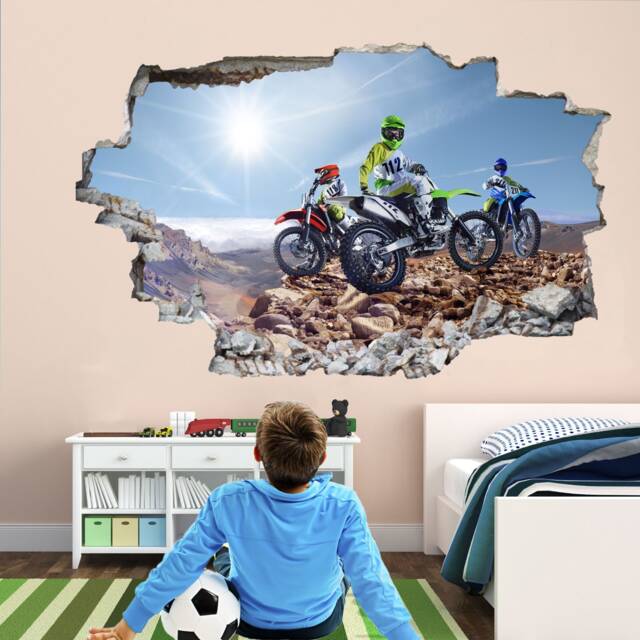 Motorbike Riders Wall Decal Sticker Mural Poster Print Art Home Kids Bedroom Garage Decor Gd24 - image 1