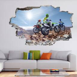 Motorbike Riders Wall Decal Sticker Mural Poster Print Art Home Kids Bedroom Garage Decor Gd24 - thumbnail 2
