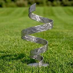 Silver Metal Art Sculpture Handcrafted Luxury Modern Twist, Indoor Or Outdoor - thumbnail 4