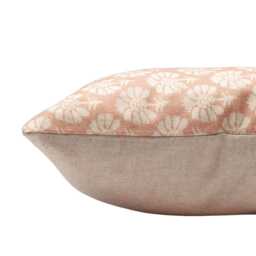 Wildflower Boudoir Cushion in Soft Pink. Block-Print Floral, Blossoms & Botanical Design, Multicoloured. 17x12 - thumbnail 2