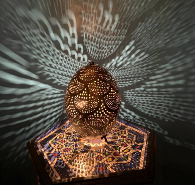 Moroccan Brass Table Lamp, Handmade Custom Light, Contemporary Traditional Solid Home Decor