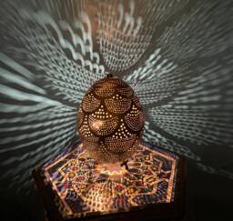 Moroccan Brass Table Lamp, Handmade Custom Light, Contemporary Traditional Solid Home Decor
