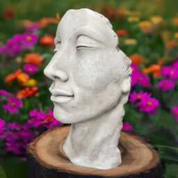 Concrete Face Statue Large Stone Head Bust Cement Human Sculpture Modern Garden Figurine Outdoor Yard Art Ornament For Lawn Decor - thumbnail 2