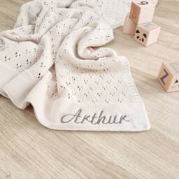 Pointelle Knit Blanket, Soft Cotton Heirloom Classic Cellular Baby Blanket Can Be Personalised, New Gift For Girl Or Boy - thumbnail 1