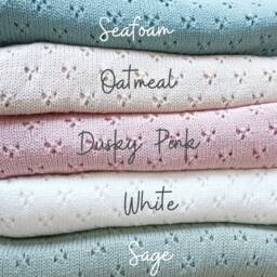 Pointelle Knit Blanket, Soft Cotton Heirloom Classic Cellular Baby Blanket Can Be Personalised, New Gift For Girl Or Boy - thumbnail 4