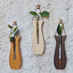 Tulip Propagation Station Set Of 3, Wall Planter Indoor & Outdoor Decor, Living Wood, Grandma Gift Idea, Christmas Idea - thumbnail 2
