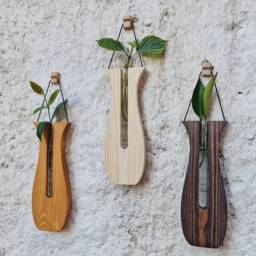 Tulip Propagation Station Set Of 3, Wall Planter Indoor & Outdoor Decor, Living Wood, Grandma Gift Idea, Christmas Idea - thumbnail 4