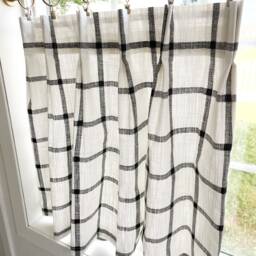 Pleated Windowpane Plaid Cafe Curtain , Tier Curtains, Kitchen Bathroom Curtains Window Treatments, Farmhouse - thumbnail 3