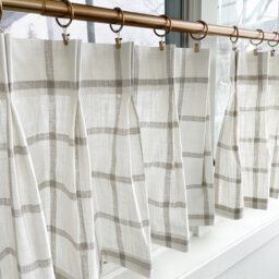 Pleated Windowpane Plaid Cafe Curtain , Tier Curtains, Kitchen Bathroom Curtains Window Treatments, Farmhouse - thumbnail 1