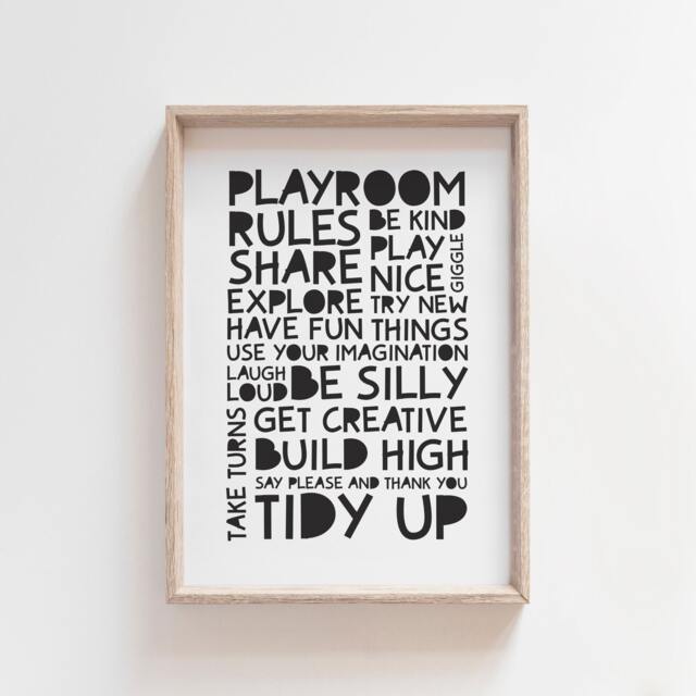 Playroom Prints, Monochrome Nursery Wall Art, Boys Bedroom Posters - image 1