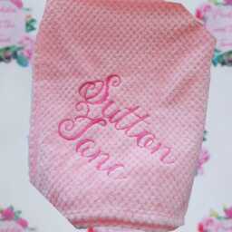 Personalized Embroidered Baby Blanket Soft Waffle Weave Swaddle - thumbnail 1