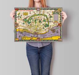 Map Of Liverpool- Merseyside Old Map- Vintage Pictorial River Mersey- Ancient United Kingdom Lancashire - England - thumbnail 1