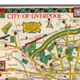 Map Of Liverpool- Merseyside Old Map- Vintage Pictorial River Mersey- Ancient United Kingdom Lancashire - England - thumbnail 3