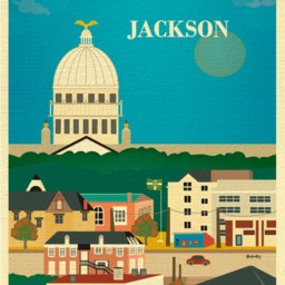 Jackson, Mississippi, Jackson Ms Wall Art, Skyline, Travel Loose Petals City Print, Ms Capitol Art - Style E8-O-Jac-Ms - thumbnail 2