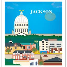 Jackson, Mississippi, Jackson Ms Wall Art, Skyline, Travel Loose Petals City Print, Ms Capitol Art - Style E8-O-Jac-Ms - thumbnail 3