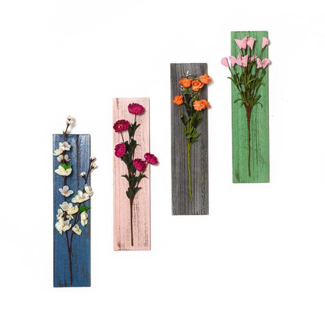 Hanging Wall Decor With Led Wooden Board & Artificial Flowers - image 1