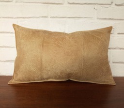 Mustard Vegan Leather Lumbar Pillow Cover Decorative Stitch