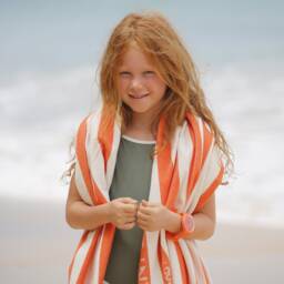 Personalized Tangerine Turkish Beach Towel, Sustainable Organic Cotton - 30x56