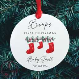 Personalised Bumps First Christmas Tree Decoration Bauble - Pregnancy Announcement Baby Bump Xmas Keepsake - thumbnail 1