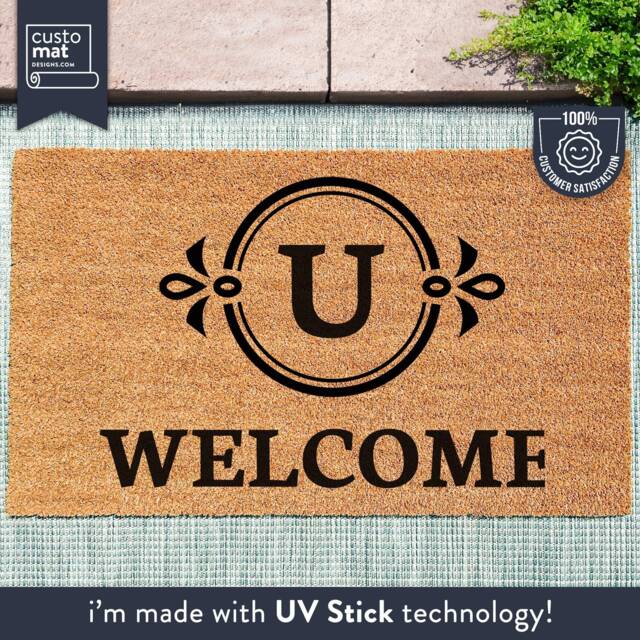 Doormat Personalized - Monogram Welcome Mat Coir Door Custom Wedding Closing Housewarming Gift - image 1