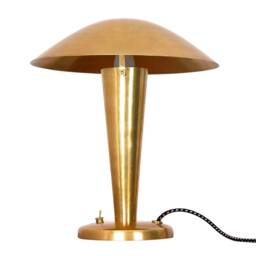 Art Deco Table Lamp Reading Desk Light Bauhaus 30's Germany Deco Uno Modern Vintage Brass Mushroom Bedroom Hall Bar Pub - thumbnail 2