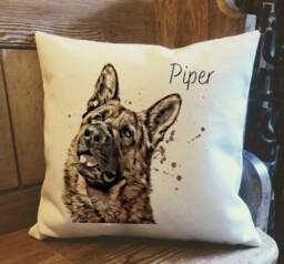 Personalised German Shepherd Dog Country Canvas Cushion - Customised Owner & Lover Linen Puppy Cover With Inner Filler - thumbnail 1