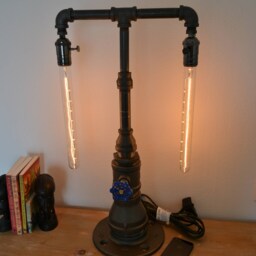 steampunk Twin Long Bulb Table Lamp - thumbnail 2