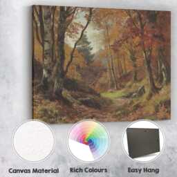 Autumn Woodland Trail Forest Landscape Painting Canvas Wall Art Print Decor Picture Ready To Hang - thumbnail 2