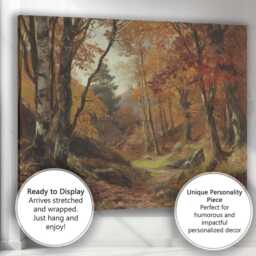 Autumn Woodland Trail Forest Landscape Painting Canvas Wall Art Print Decor Picture Ready To Hang - thumbnail 3
