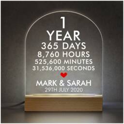 1st Anniversary Gift For Husband Wife, Personalised Led Night Light Sign, Wedding Anniversary, 1 Year Boyfriend - thumbnail 1