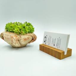 Wood Business Card Holder. Wooden Bamboo Stand. Office Display. Personalized Holder - thumbnail 2
