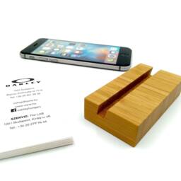 Wood Business Card Holder. Wooden Bamboo Stand. Office Display. Personalized Holder - thumbnail 3