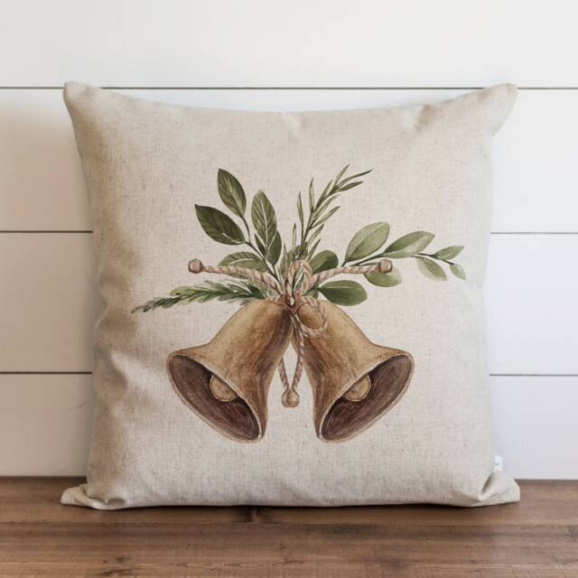 Bells 20 X Pillow Cover // Santa Christmas Holiday Winter Throw Gift Accent - image 1