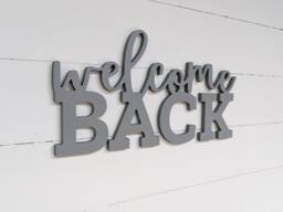 Welcome Back Wood Sign - Rustic Birch Wall Decor - thumbnail 1