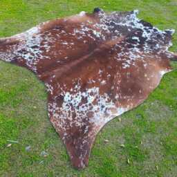 Tricolor Cowhide Rugs, Brown & White Genuine Cow Skin Hair-On Area Rugs For Western Decor, Natural Cowhides Living Room - thumbnail 2