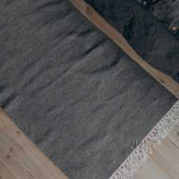 Gray Bedroom Rug - Modern Wool Runner Rug, Minimalist Stairs Runner, Handmade Stair Way Handcrafted Natural Rugs, Dad Gift Idea - thumbnail 2