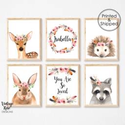 Woodland Nursery Decor, Animals Prints, Girls Room Wall Art, Bedroom Print, Watercolour Animals, Creatures - thumbnail 1