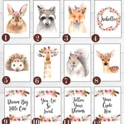 Woodland Nursery Decor, Animals Prints, Girls Room Wall Art, Bedroom Print, Watercolour Animals, Creatures - thumbnail 2