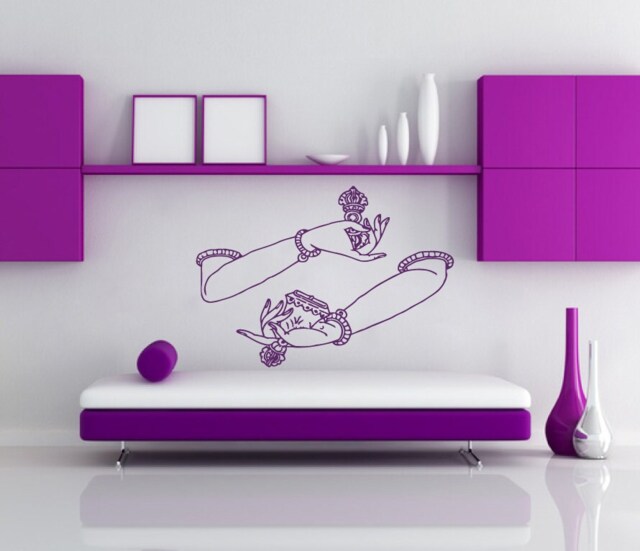 Wall Decals Yoga Hand Hamsa Indian Buddha Decal Vinyl Sticker Home Decor Art Mural Nursery Bedroom Interior Design Ms466 - image 1