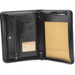 Leather Organiser A4 Brown, Zipper Padfolio With Handle, Italian Leather Compendium, Business Folder - thumbnail 4