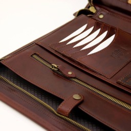 Leather Organiser A4 Brown, Zipper Padfolio With Handle, Italian Leather Compendium, Business Folder - thumbnail 2