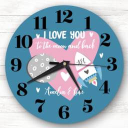 Love You To The Moon & Back Valentine's Day Anniversary Gift Personalised Clock - thumbnail 1