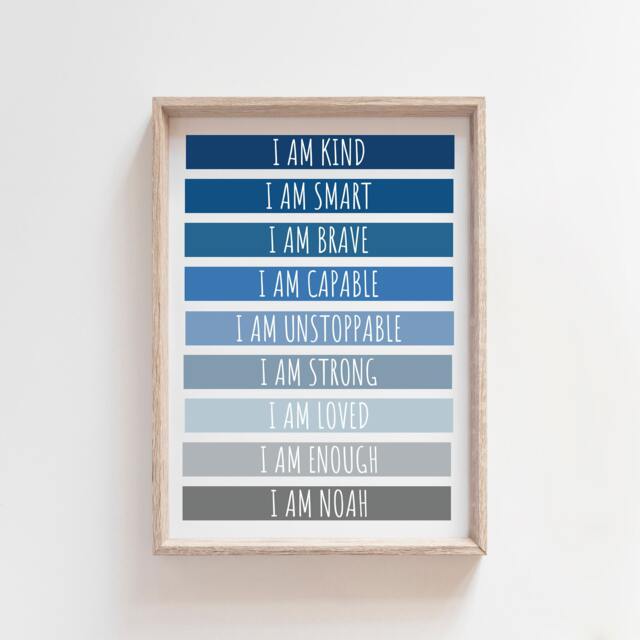 Positive Affirmation Print, Boys Bedroom, Nursery Prints, Motivational Poster, Wall Art, Playroom Inspirational Prints - image 1