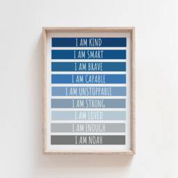 Positive Affirmation Print, Boys Bedroom, Nursery Prints, Motivational Poster, Wall Art, Playroom Inspirational Prints - thumbnail 1